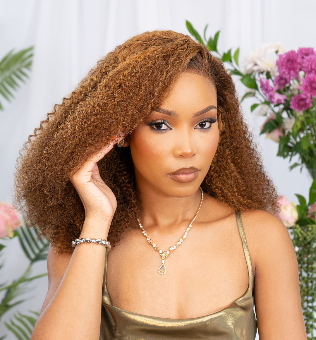 Brazilian Lace Frontal Wig Afro Curly Col 430 18 inch