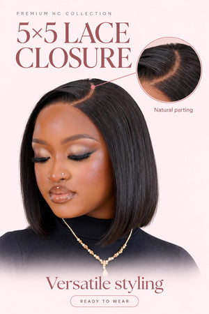Super Double Drawn Vietnamese 5x5 Lace Wig Straight Col Natural 10 Inch