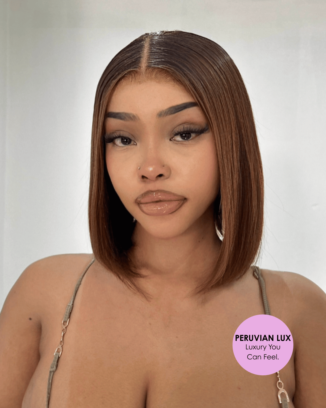 Peruvian LUX 13x4 Lace Frontal Wig Straight Bob Col 4 10 inch