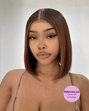 Peruvian LUX 13x4 Lace Frontal Wig Straight Bob Col 4 10 inch