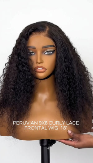 Peruvian 9x6 Pre Bleached Curly Lace Wig 18"