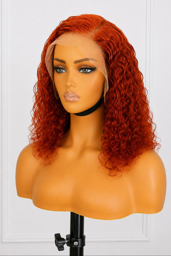 Peruvian 13x4 Lace Frontal Wig Water Curl Orange