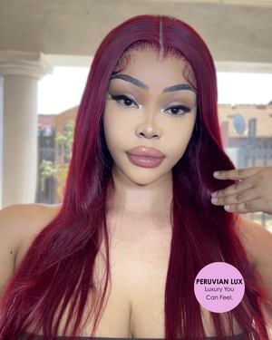 Peruvian LUX 13x4 Lace Frontal Wig Straight Col 99J 18 Inch