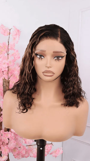 Peruvian Lace Front Wig - Kelly Wavy - Balayage - 12"