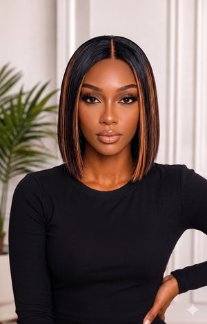 Vietnamese Bob Lace Wig Straight 1b4 Streaked