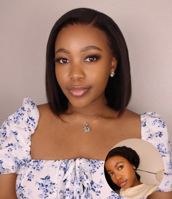 Drawstring Peruvian Pre-Cut 13x4 Lace Wig Straight Bob