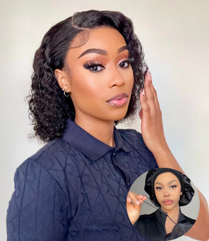 Drawstring Brazilian Pre-Cut 13x4 Lace Wig Water Wave Bob