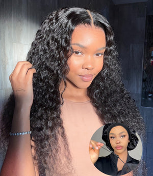 Drawstring  Brazilian Pre Cut 13x4 Lace Wig Water Wave