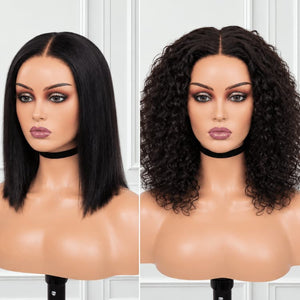 2 for 1 Brazilian 4×4 Wig Combo | Straight 12″ + Natural Wave 12″