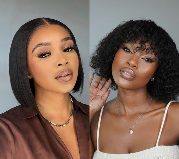 Brazilian 4x4 Lace Wig Straight 8 Inch and Zoe Water Wave Fringe