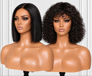 2 for 1 Brazilian Wig Combo | Straight 8″ Bob + Brandy Water Wave Fringe