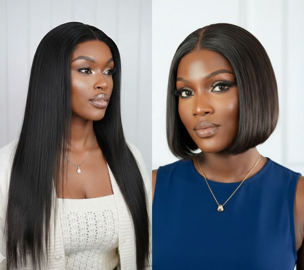 Brazilian 4x4 Lace Wig Straight 16 Inch and Brazilian 4x4 Lace Wig 8 Inch