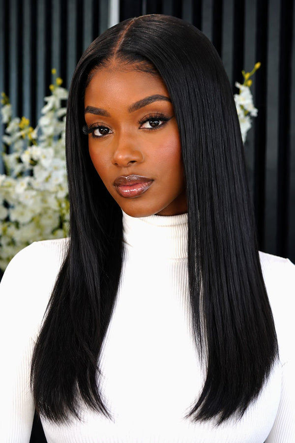 Super Double Drawn Vietnamese 5x5 Lace Wig Straight Col 1B 16 Inch