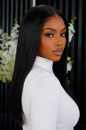 Super Double Drawn Vietnamese 5x5 Lace Wig Straight Col 1B 16 Inch