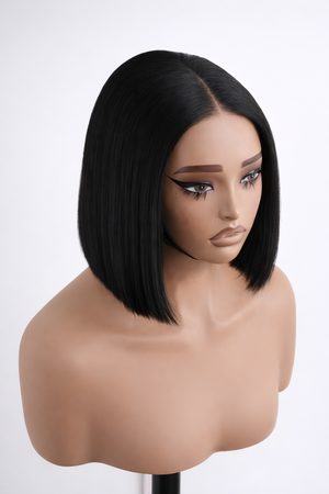 Pre Cut Peruvian 5x5 Lace Wig Blunt Bob 8 Inch