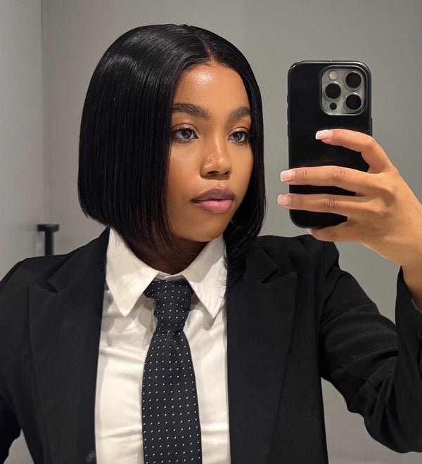 Pre Cut Peruvian 5x5 Lace Wig Blunt Bob 8 Inch
