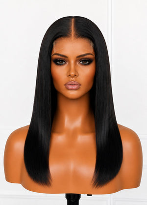 Super Double Drawn Vietnamese 5x5 Lace Wig Straight Col 1B 16 Inch