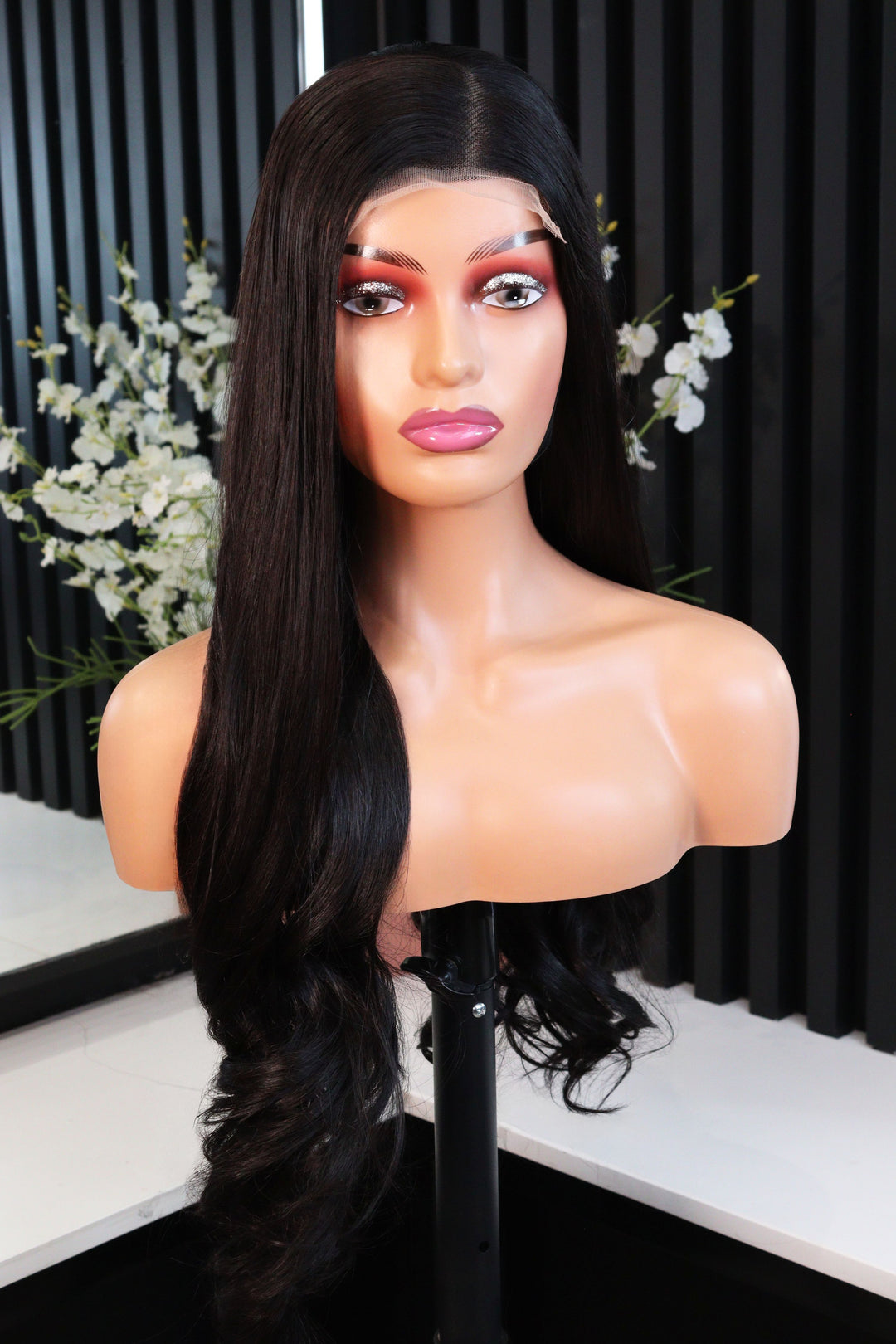 Vietnamese 5x5 SDD Lace Wig Straight Col 1B 28 Inch