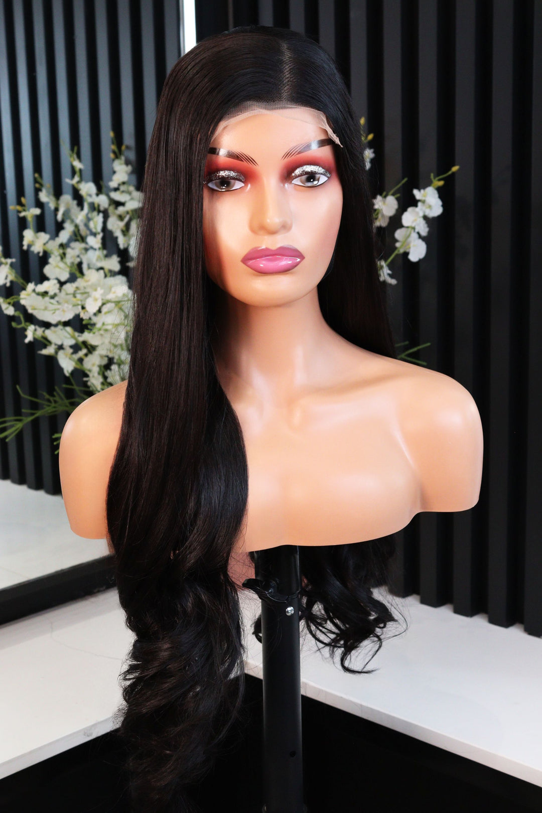 Vietnamese 5x5 SDD Lace Wig Straight Col 1B 28 Inch