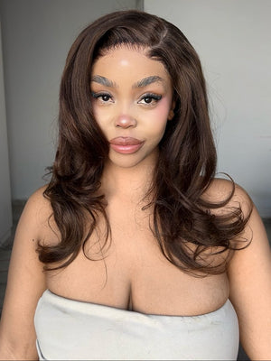 9x6 Peruvian Pre Bleached Straight Lace Wig Col 4 18 Inch