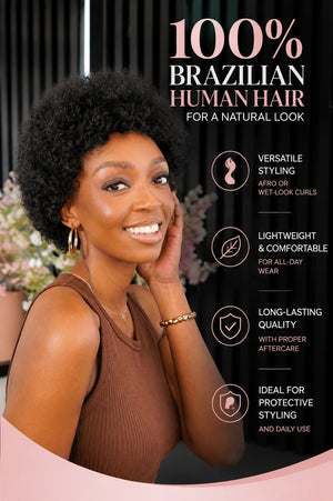 Brazilian Curly Afro full Cap 8"