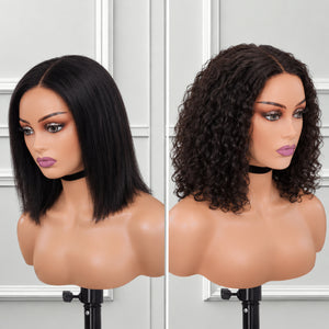 2 for 1 Brazilian 4×4 Wig Combo | Straight 12″ + Natural Wave 12″