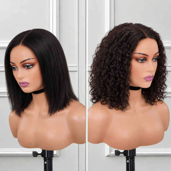 2 for 1 Brazilian 4×4 Wig Combo | Straight 12″ + Natural Wave 12″