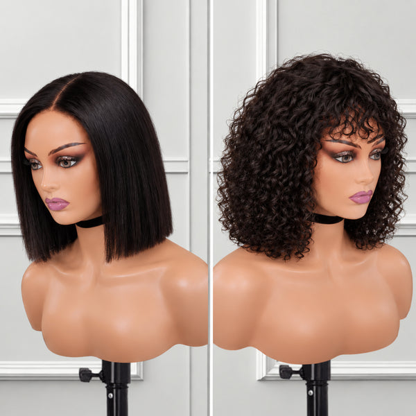 2 for 1 Brazilian Wig Combo | Straight 8″ Bob + Brandy Water Wave Fringe