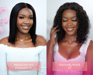 Brazilian 4x4 Lace Wig - Straight 12" and Natural Wave 12" - R2750