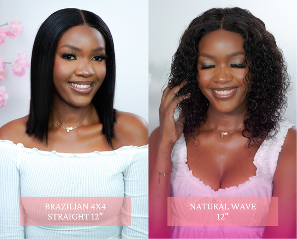 Brazilian 4x4 Lace Wig - Straight 12" and Natural Wave 12" - R2750