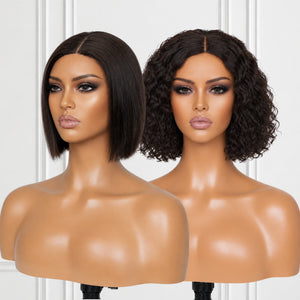 2 for 1 Brazilian Middle Part Wig Combo | Straight + Curly 8″