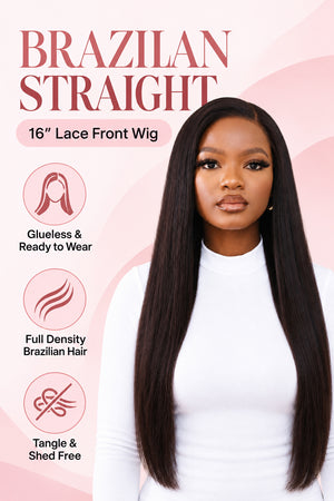 2 for 1 Brazilian Wig Combo | Straight 16″ Lace Front + Water Wave 12″ 4×4