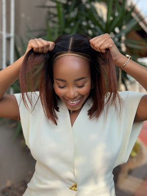 Pre Cut Vietnamese 5x5 Lace Wig Straight Cardi Bob 10 Inch col 1B4