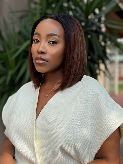 Pre Cut Vietnamese 5x5 Lace Wig Straight Cardi Bob 10 Inch col 1B4