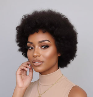 Brazilian Curly Afro full Cap 8"