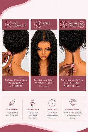 Pre Cut Peruvian 13x4 Drawstring Lace Wig Water Wave