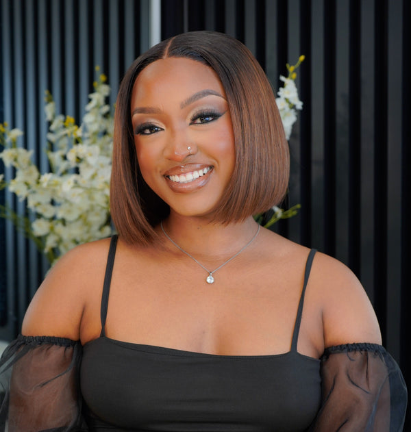 Super Double Drawn Vietnamese 5x5 Lace Wig Straight Col Ombre Brown 10 Inch