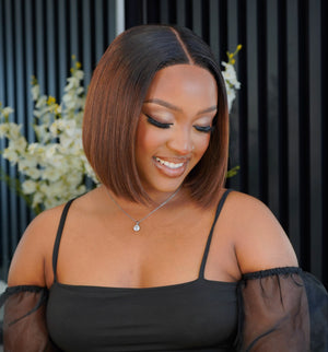 Super Double Drawn Vietnamese 5x5 Lace Wig Straight Col Ombre Brown 10 Inch