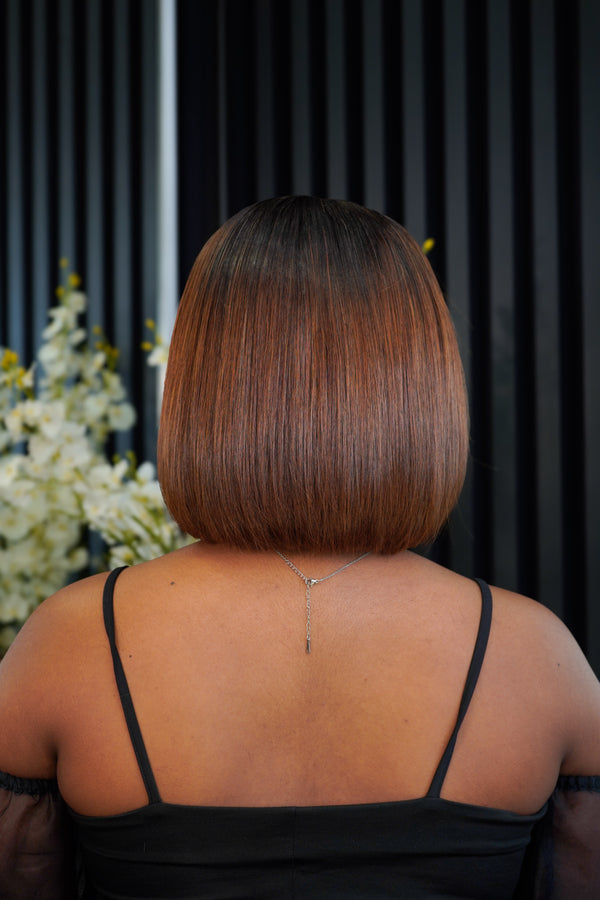 Super Double Drawn Vietnamese 5x5 Lace Wig Straight Col Ombre Brown 10 Inch