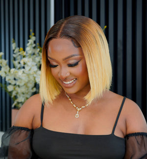 Super Double Drawn Vietnamese 5x5 Lace Wig Straight Col Ombre Blonde 10 Inch