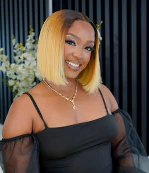 Super Double Drawn Vietnamese 5x5 Lace Wig Straight Col Ombre Blonde 10 Inch