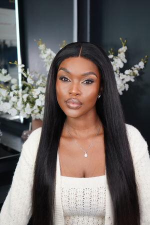 Brazilian 4x4 Lace Wig Straight 16" and Zoe Water Wave Fringe