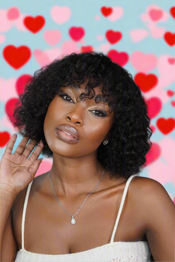 Brazilian 4x4 Lace Wig Straight 8 Inch and Zoe Water Wave Fringe