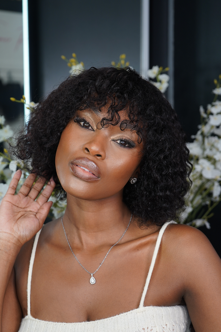 Brazilian 4x4 Lace Wig Straight 16" and Zoe Water Wave Fringe