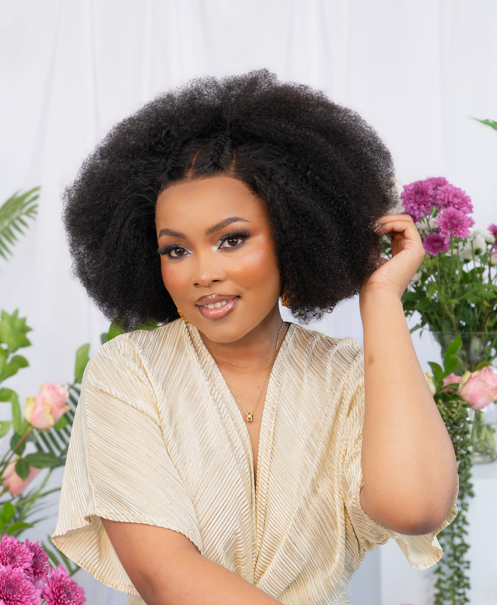 Peruvian Lace Frontal Wig Afro Curl 14 Inch