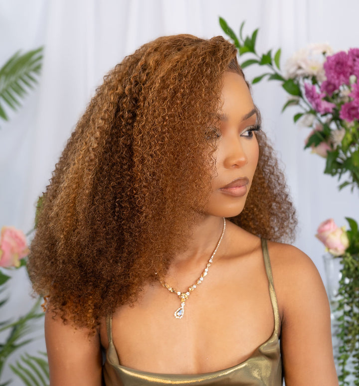 Brazilian Lace Frontal Wig Afro Curly Col 430 18 inch