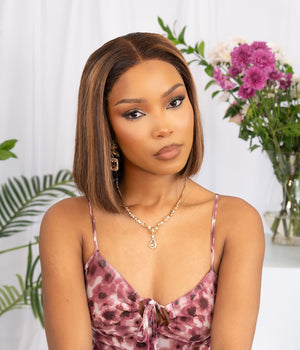 Super Double Drawn Vietnamese 5x5 Lace Wig Straight Col Piano Brown 10 Inch