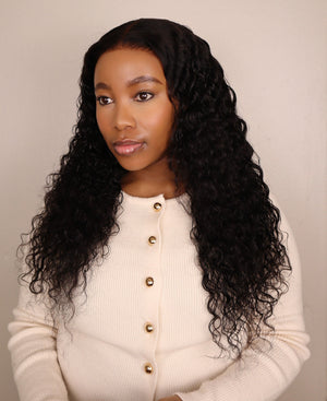 Drawstring Pre-Cut Peruvian 13x4 Lace Wig Water Wave