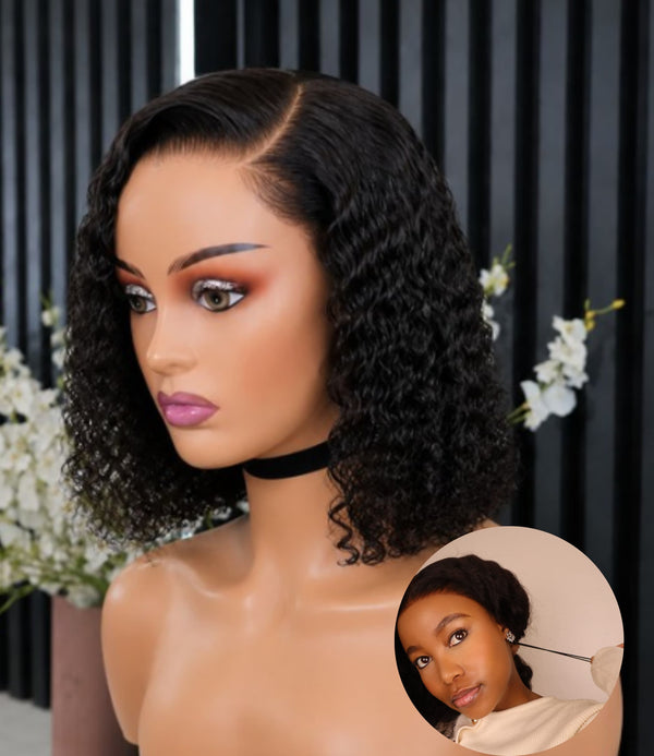 Drawstring Pre-Cut Peruvian 13x4 Lace Wig Water Wave