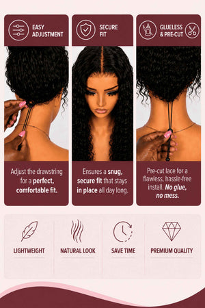 Drawstring Pre-Cut Brazilian 13x4 Lace Wig Water Wave